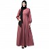 Designer pleated abaya with pearl work belts - Puce Pink